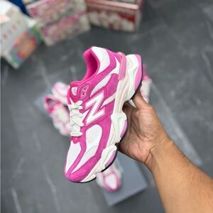 New Balance Women's Pink and White Sneakers